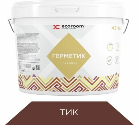 Акриловый герметик Ecoroom для дерева AS-16, тик (15 кг)